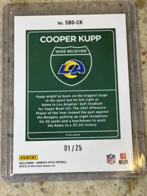 2023 Donruss Optic Cooper Kupp Black Pandora Downtown Super Bowl 1/25 back