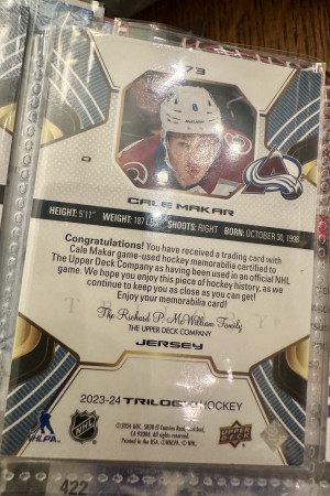 Cale Makar Trilogy Jersey Patch back