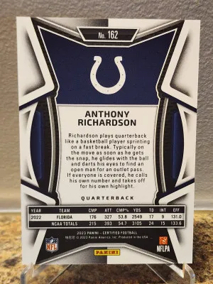 2023 Panini Certified - Rookies #162 Anthony Richardson /399 (RC) back