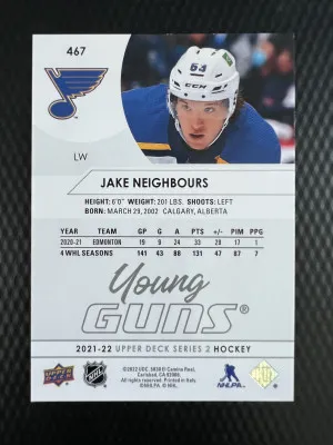 2021-22 Upper Deck Jake Neighbours Young Guns back