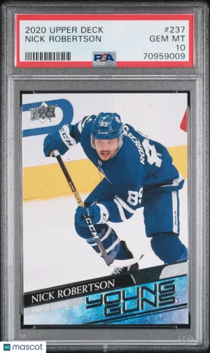 2020 Upper Deck Nick Robertson #237 Rookie PSA 10 front