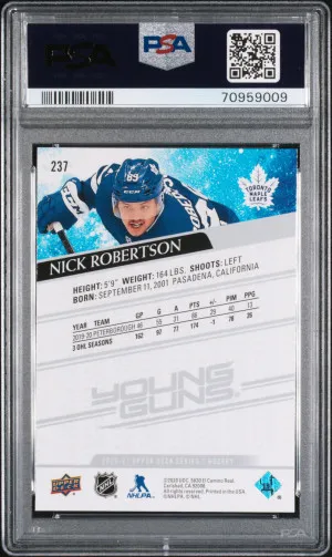 2020 Upper Deck Nick Robertson #237 Rookie PSA 10 back