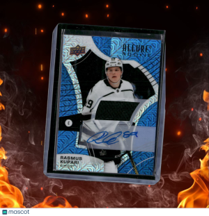 2021-22 Upper Deck Allure Rasmus Kupari Blue Line Jersey Rookie Auto 21/75 #127 front