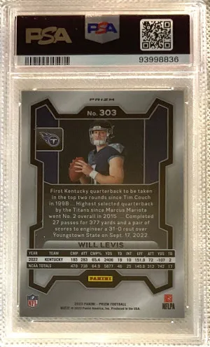 2023 Prizm Will Levis Variation Green Wave PSA GEM Mint 10 back