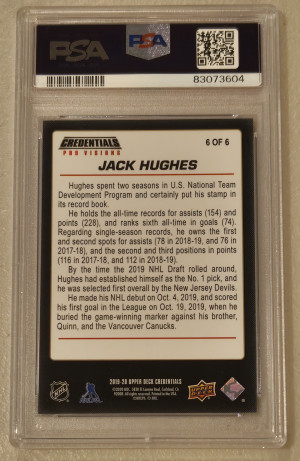 Jack Hughes Pro Visions PSA 9 (none Higher) back