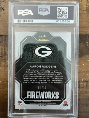 2022 Prizm Aaron Rodgers gold fireworks 5/10 PSA 9 back