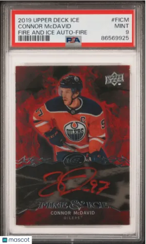 Connor McDavid - 2019-20 Upper Deck Ice Fire And Ice Auto PSA 9 #FICM front