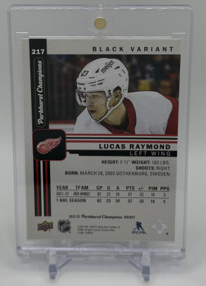 2023-24 Parkhurst Champions Lucas Raymond Black Variant /10 back