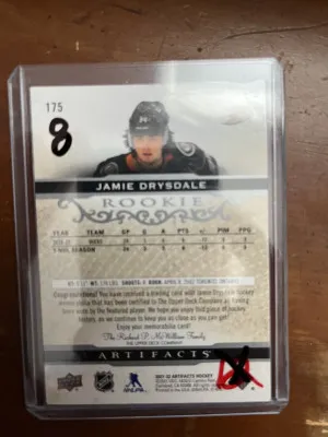 21-22 Artifacts Jamie Drysdale Rookie dual relic /399 back