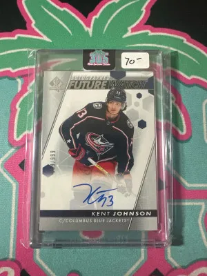 2022-23 SP Authentic #105 Kent Johnson Future Watch Auto Rookie RC /999 front