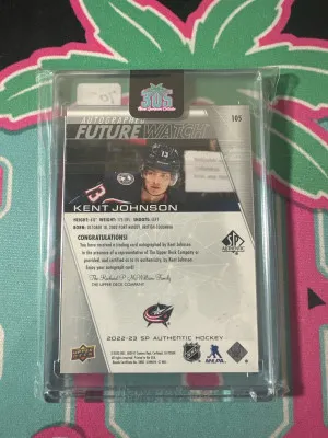 2022-23 SP Authentic #105 Kent Johnson Future Watch Auto Rookie RC /999 back