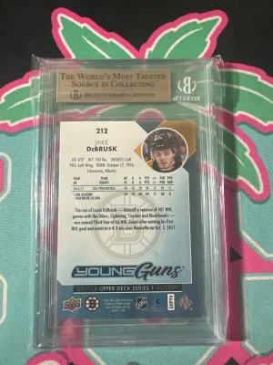 2017-18 Upper Deck #212 Jake DeBrusk Young Guns Rookie BGS 9.5 TRUE GEM RC back