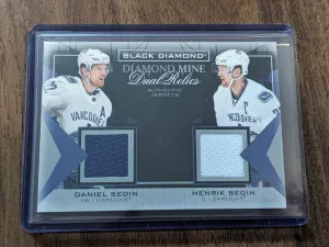 Diamond mine dual relics - Daniel Sedin, Henrik Sedin - 2021-22 black diamond front