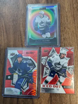 QUINN HUGHES Lot X3 - Rainbow color wheel OPC platinum, allure red rainbow, iced out front