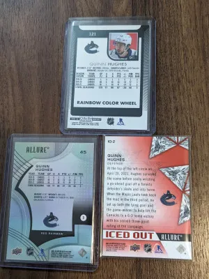 QUINN HUGHES Lot X3 - Rainbow color wheel OPC platinum, allure red rainbow, iced out back