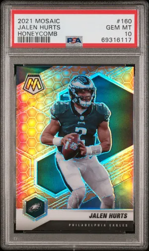 2021 Panini Mosaic Jalen Hurts Honeycomb SP PSA 10 front
