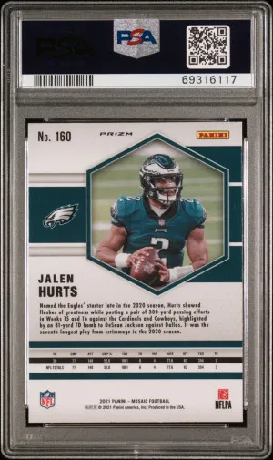 2021 Panini Mosaic Jalen Hurts Honeycomb SP PSA 10 back