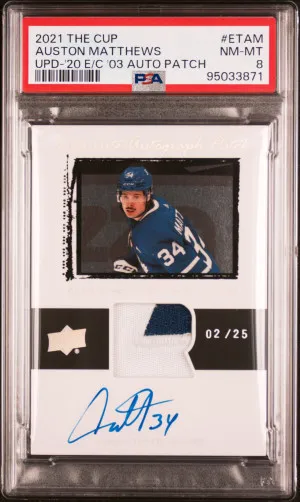 2021 Upper Deck The Cup Update Auston Matthews Upd-'20 E/C '03 Auto Patch front
