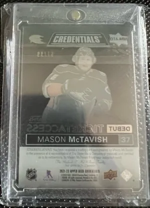 Mason McTavish Debut Ticket Access Rookie Auto /99 back