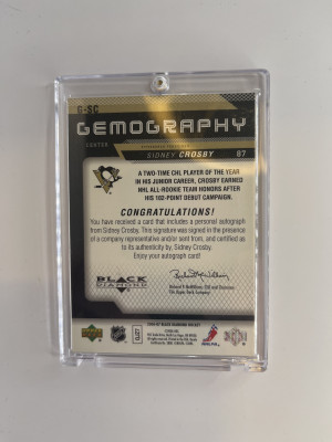 SIDNEY CROSBY 2006-07 UD Black Diamond Gemography Auto 2nd Year back