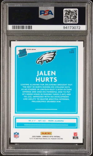 🔥 2020 Panini Donruss Optic Jalen Hurts SSP Red Mojo back