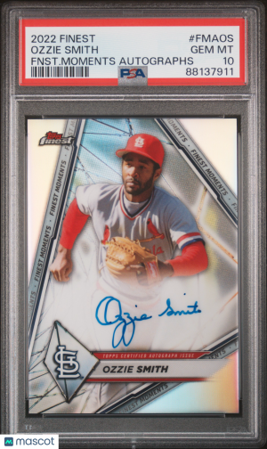 2022 Topps Finest Finest Moments Autographs Ozzie Smith #FMAOS PSA 10 front