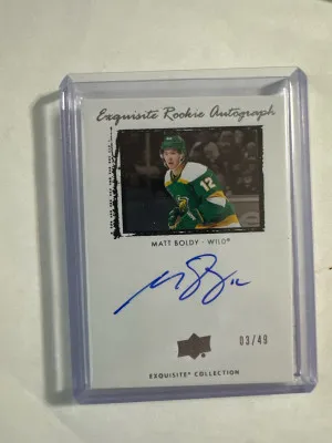 Matt Boldy Exquisite Rookie Auto 3/49 front