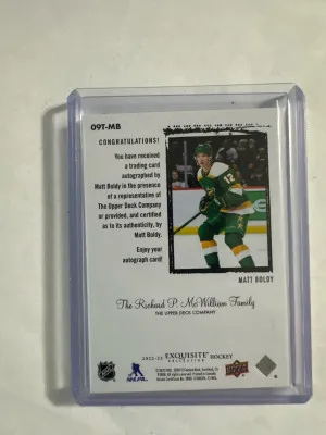 Matt Boldy Exquisite Rookie Auto 3/49 back