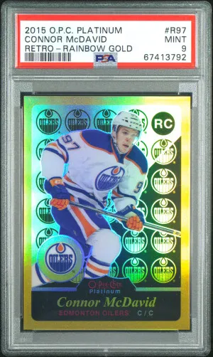 2015 O-Pee-Chee Platinum Retro Connor Mcdavid Retro-Rainbow Gold front