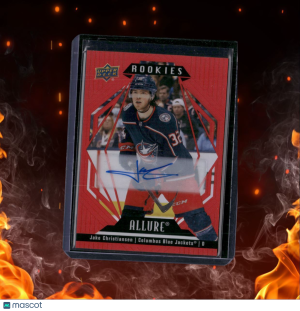 2022-23 Upper Deck Allure Jake Christiansen Red Rainbow Rookie Auto #106 front
