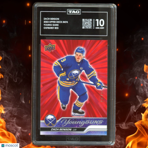 2023-24 Upper Deck ZACH BENSON Young Guns /25 Outburst Red TAG 10 #474 Rookie front