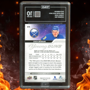 2023-24 Upper Deck ZACH BENSON Young Guns /25 Outburst Red TAG 10 #474 Rookie back
