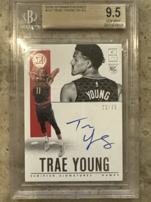 2018-2019 Panini Encased Trae Young SS AU #157 RC /75 front