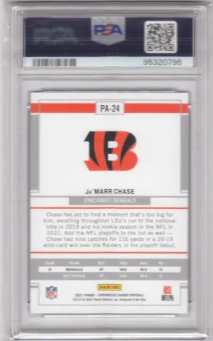 2021 Chronicles Panini PINK PA-24 Jamarr Chase Cincinnati Bengals RC PSA 9 Mint back