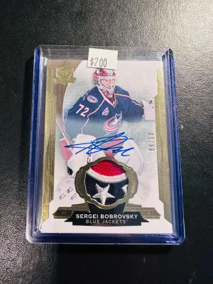 2014-15 the cup base gold patch auto sergei bobrovsky /10 front