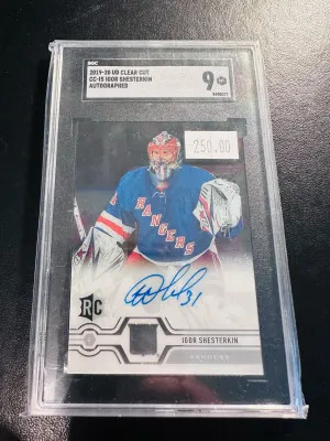 2019-20 clear cut rookie auto igor shesterkin SGC 9 MINT front