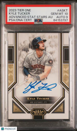 2023 Topps Tier One Advanced Stat Stars Autographs Kyle Tucker #ASKT PSA 10 front