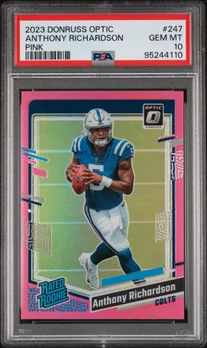 2023 Panini Donruss Optic Anthony Richardson Pink Rated Rookie PSA 10 front