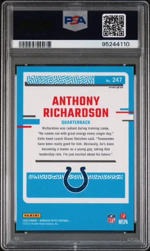 2023 Panini Donruss Optic Anthony Richardson Pink Rated Rookie PSA 10 back