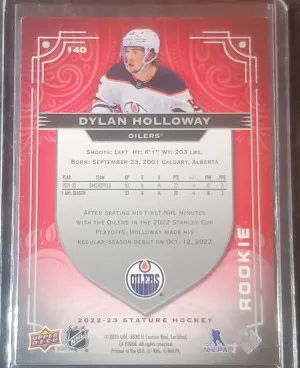 Dylan Holloway  UD Stature red variation rookie /75 back