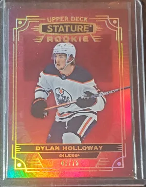 Dylan Holloway  UD Stature red variation rookie /75 front