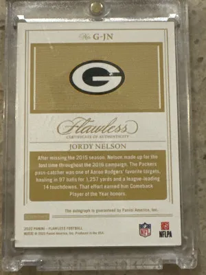 2022 Panini Flawless Jordy Nelson Greats Auto /10 back