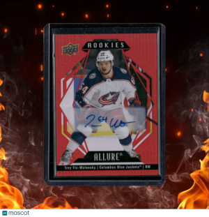 2022-23 Upper Deck Allure Trey Fix-Wolansky Red Rainbow Rookie Auto #137 front