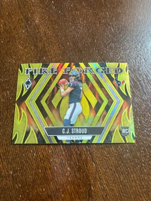 2023 Panini Phoenix CJ Stroud Fire Forged Rookie Prizm /75 front