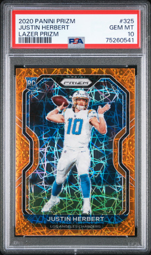 2020 Panini Prizm Justin Herbert Lazer Prizm front
