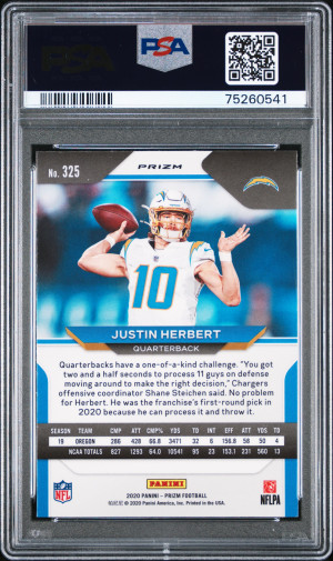 2020 Panini Prizm Justin Herbert Lazer Prizm back