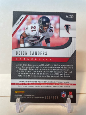 2018 Prizm Deion Sanders Orange /249 back
