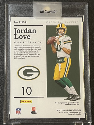 2020 Encased Jordan Love Notable Signatures /75 Auto back