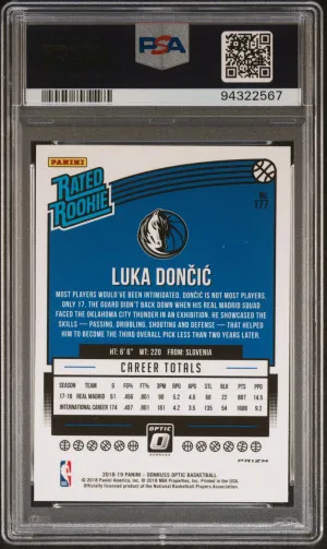 2018 Panini Donruss Optic Luka Doncic Shock back