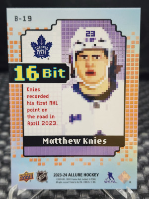 2023-24 Upper Deck Allure Matthews Knies 16 Bit Rookie SSP B-19 back